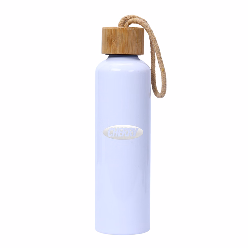 20oz Aluminum Water Bottle W/ Bamboo Lid & Carry Rope