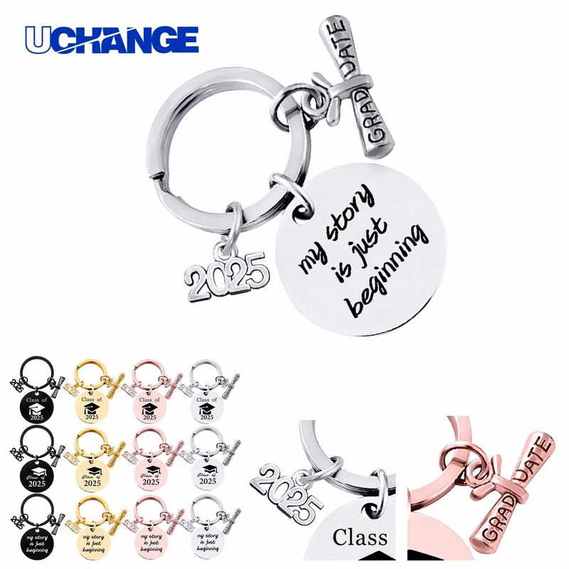 Stainless Graduation Ceremony Keychain Keepsake with Polished Finish