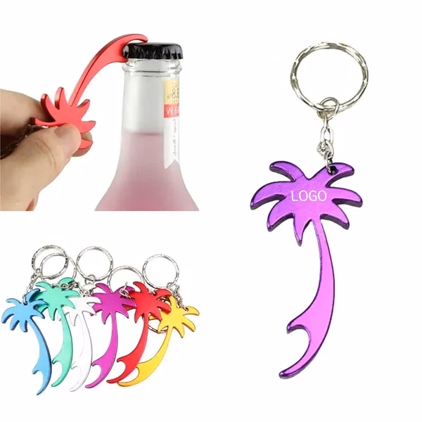 Metal Coconut Tree Bottle Opener Keychains
