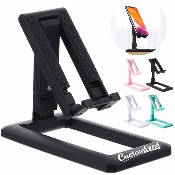 Custom Foldable Multi-Angle Phone and Tablet Stand — Mobile Device Desk Accessory