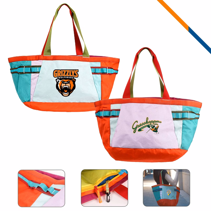 HuePop Polyester Color Block Tote Bag