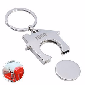 Alloy Shopping Trolley Locker Coin Keychain