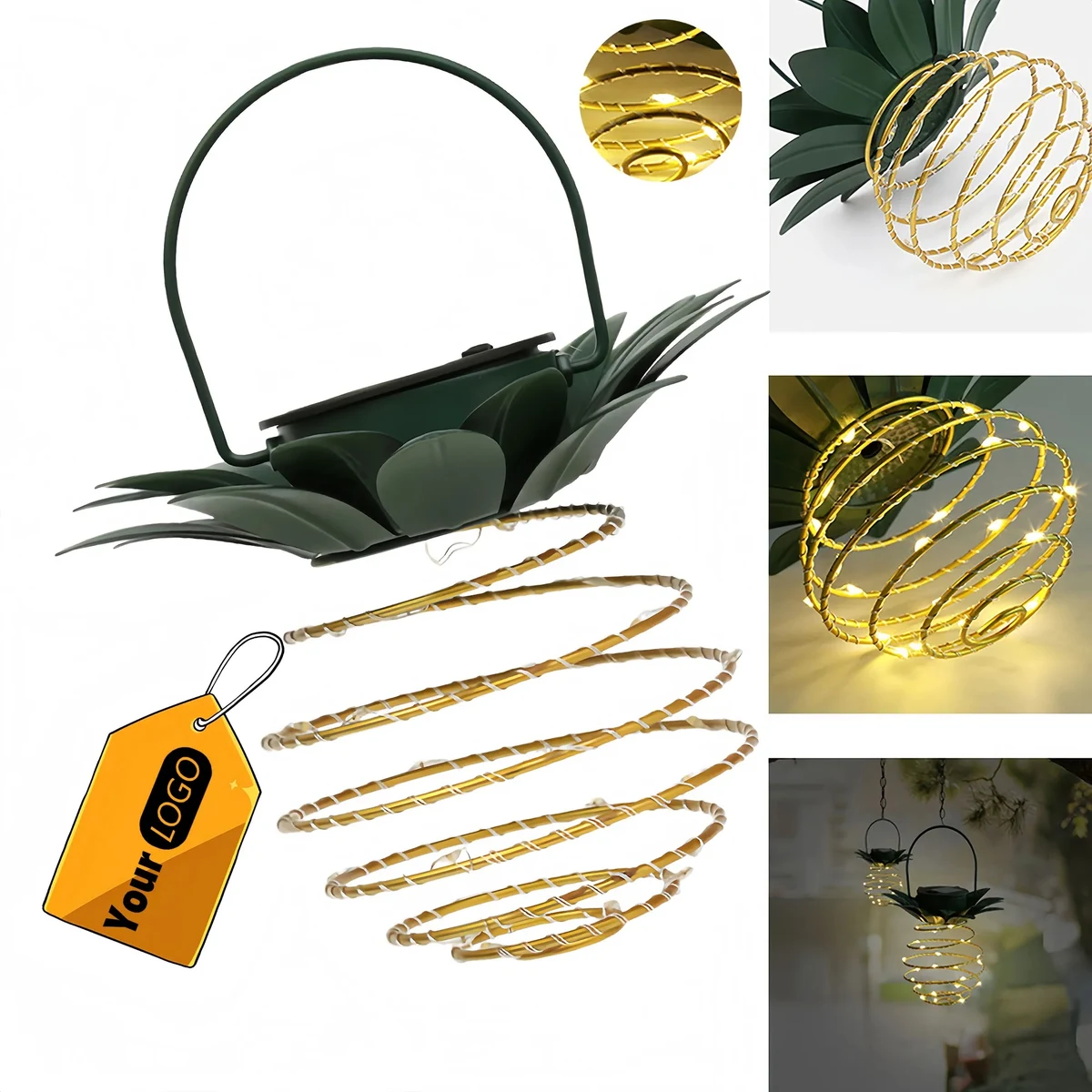 Upgraded Solar Pineapple Lantern With LED String Lights 1