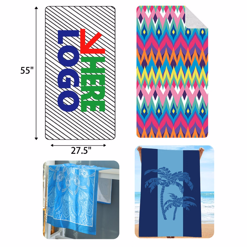 MOQ 5 PCS Soft 27x55In Custom Beach Towel