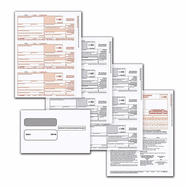 1099 NEC Laser Packaged Set 4part with Envelopes- 25 sets/pk
