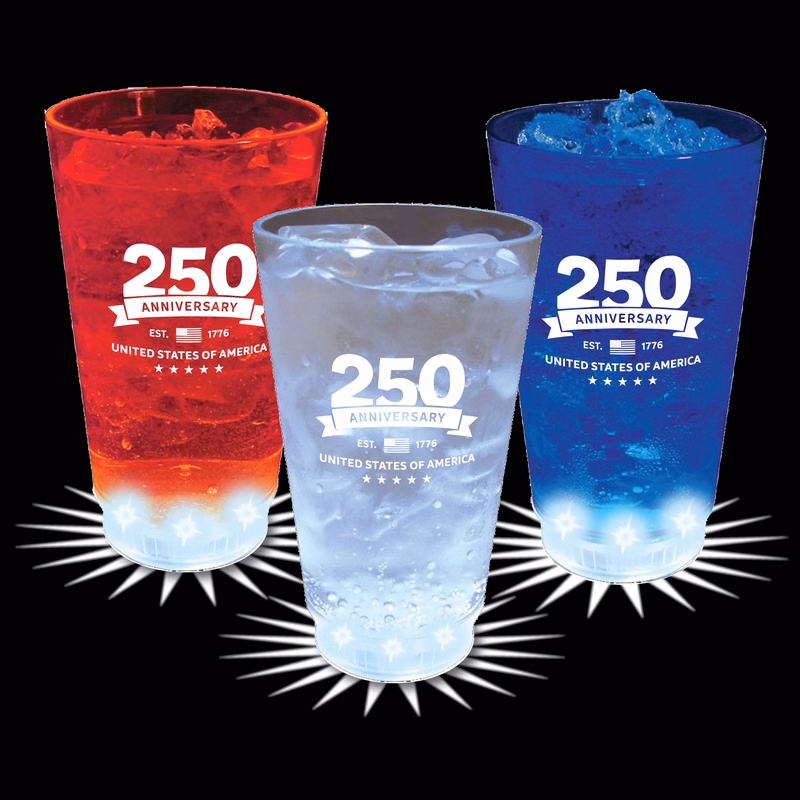16oz USA 250 5-Light Plastic Pint Cup with Stock 1-Color Imprint