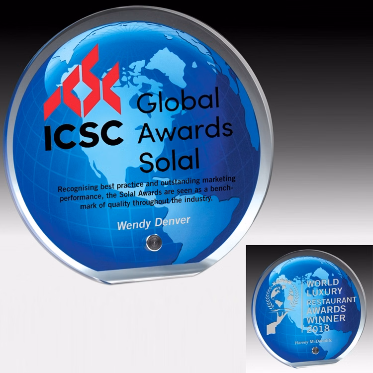 Screen Printed Globe Graphic Award - 5" Dia