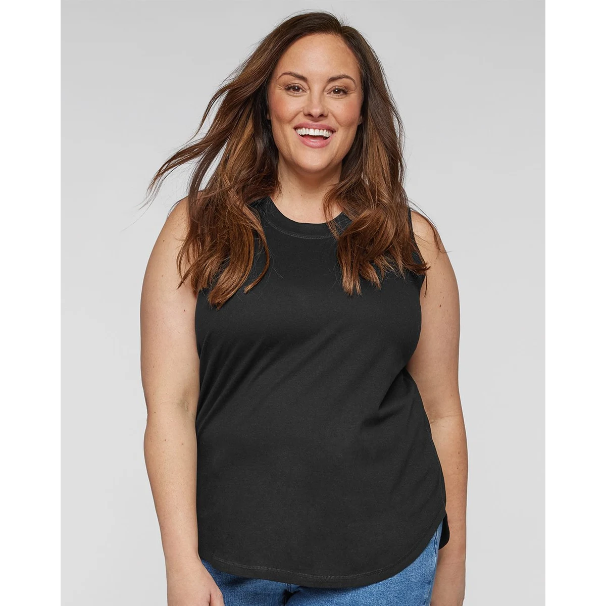 Women's Curvy Relaxed Fine Jersey Tank - 3892 1