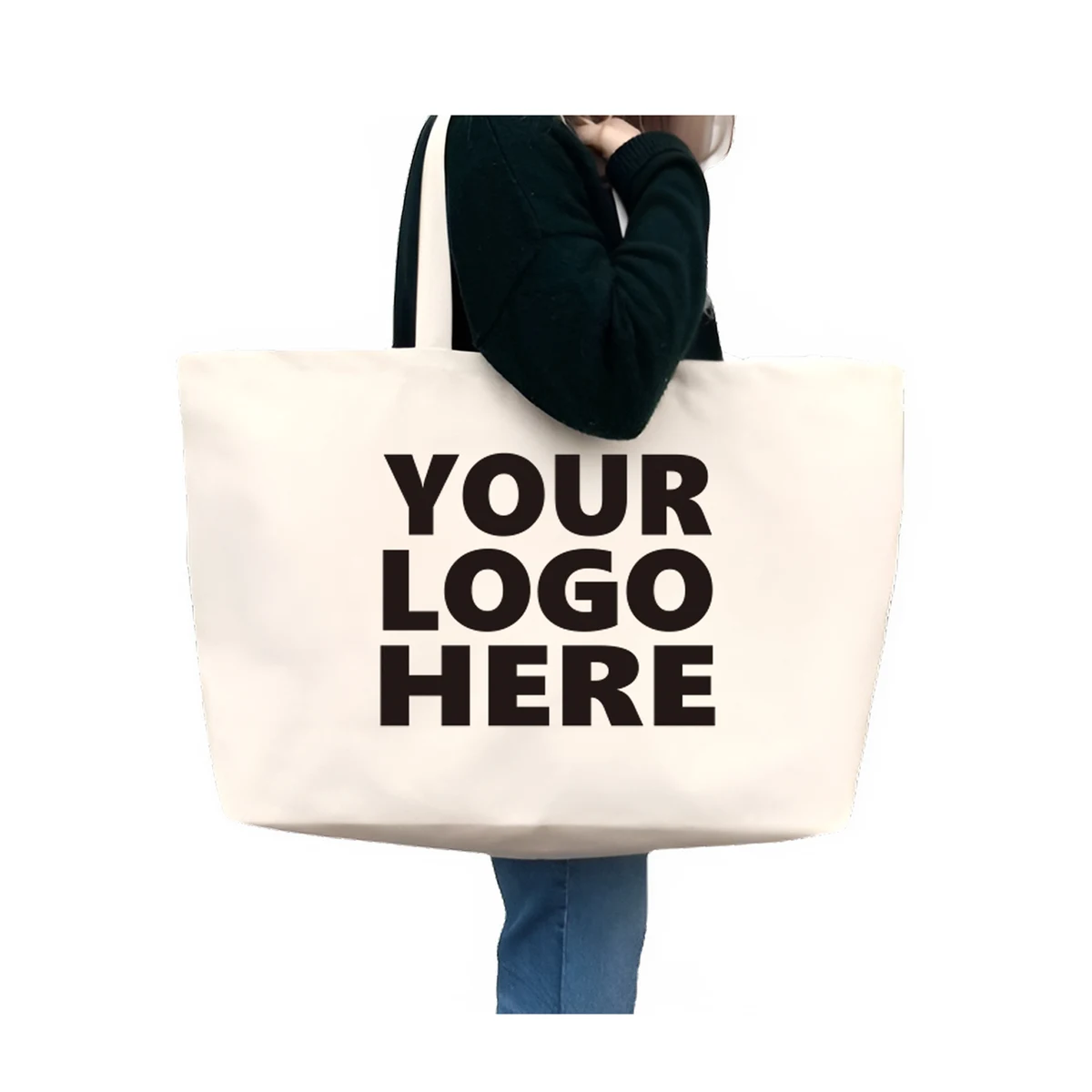 MOQ50 Customizable Extra Large Canvas Tote Bag, custom tote bag with logo imprint 1