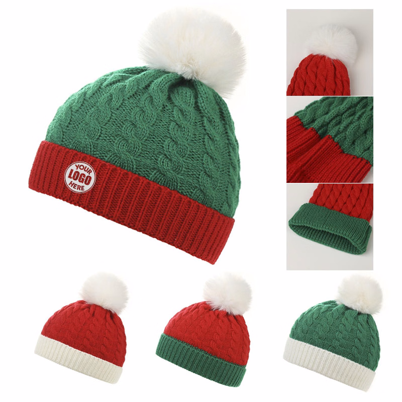 Winter Kids Warmth Patchwork Knit Beanie
