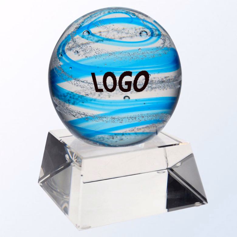 BLUE SNOW GLOBE WITH CLEAR BASE