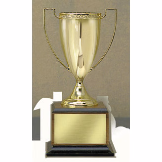 Traditional Metal Cup On Walnut Base
