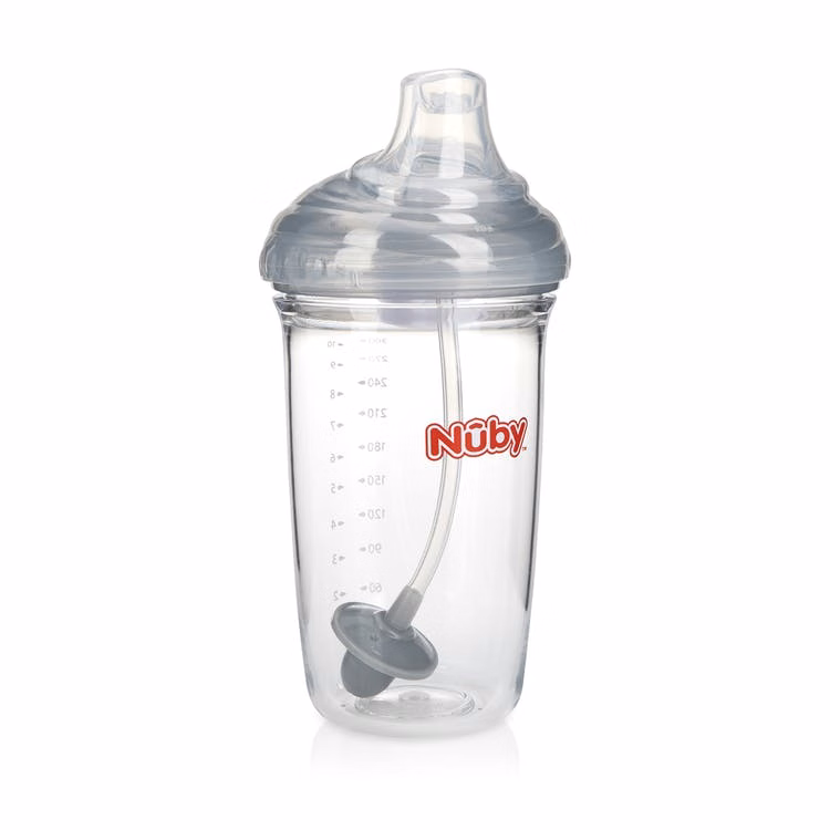Nuby No-Spill Trainer Cups - Hygienic Cover Gray 10 oz