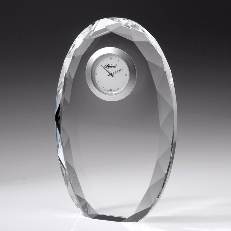 6-1/2" Award- Awards, Trophy,Faceted Oval Clock