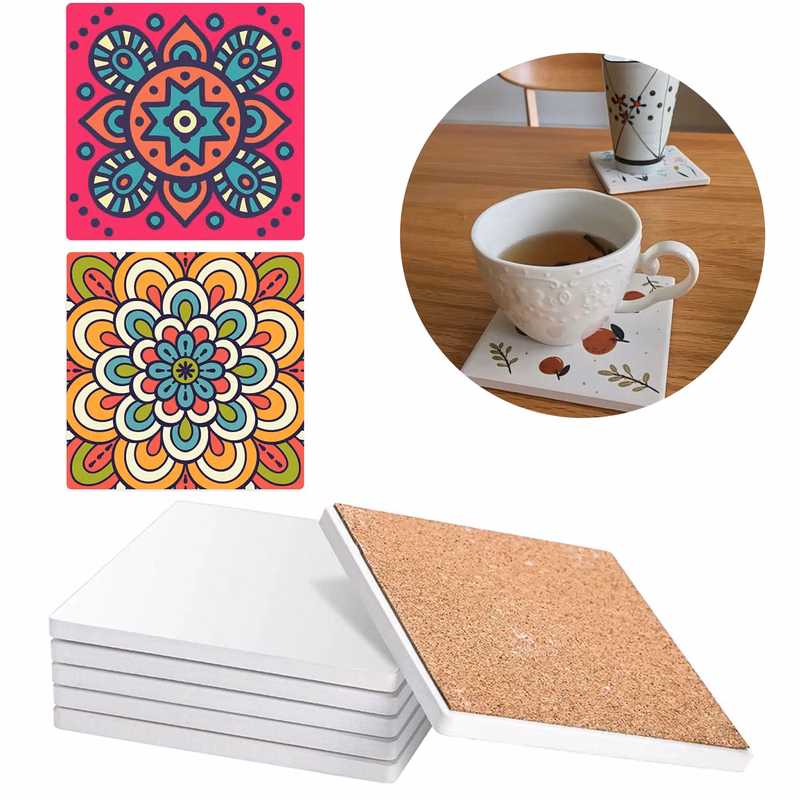 Full Color Ceramic Coaster with Cork
