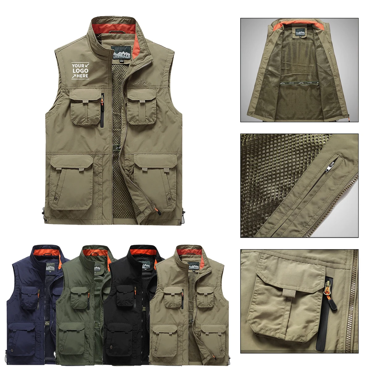 Men' s Safari Cargo Utility Vest with Pockets 1
