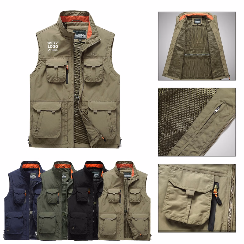 Men' s Safari Cargo Utility Vest with Pockets
