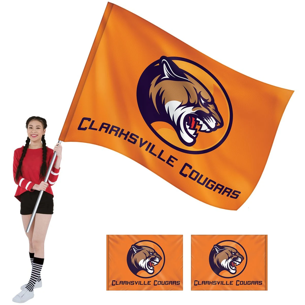 6' x 8' Knit Poly Double Sided School Spirit Flag 1