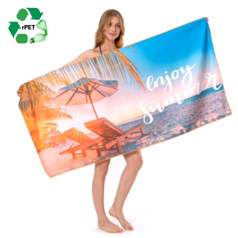 40"x 75" Eco-friendly rPET Sublimated Microfiber Sand Proof Beach Towel