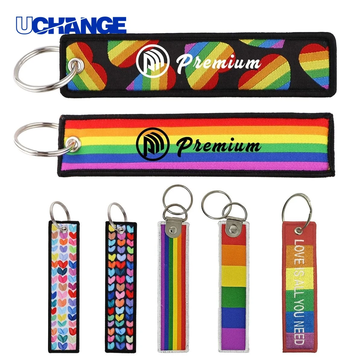 Rainbow Motorcycle Embroidery Keytag 1