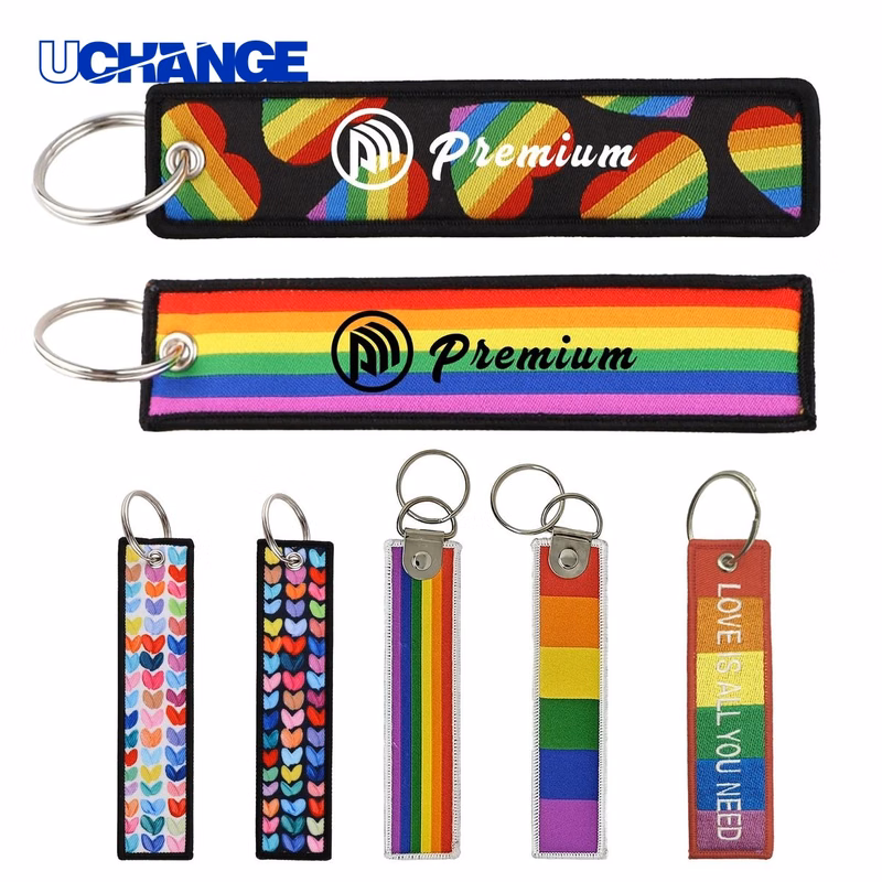 Rainbow Motorcycle Embroidery Keytag