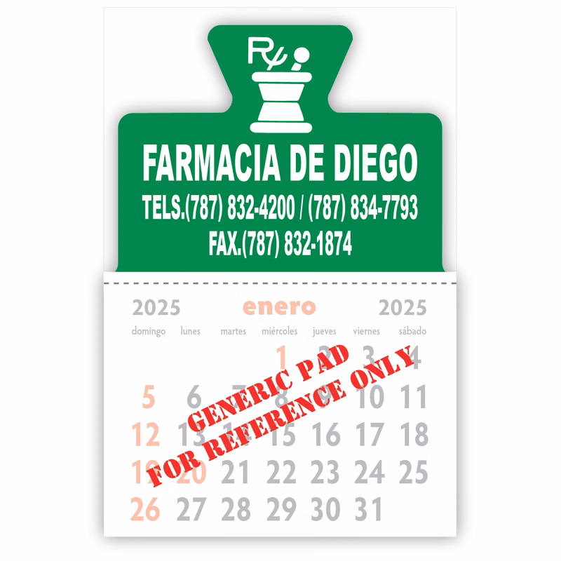 Designer Shaped Kwik-Stik 6 Mill Smooth Vinyl Spanish Calendar w/ Triangular Top