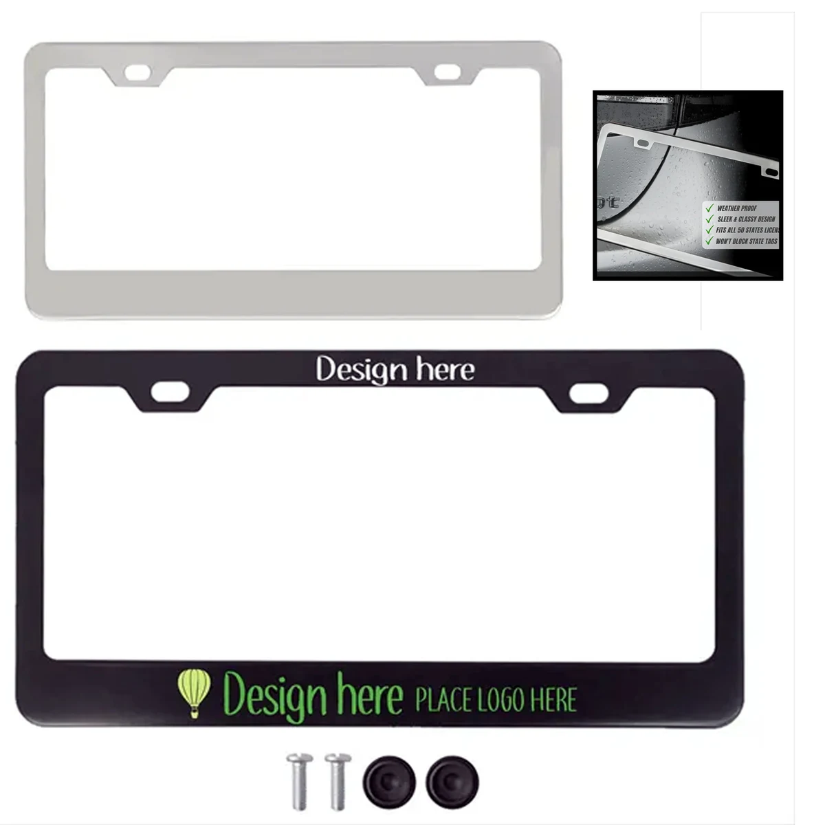 Aluminum Tag Frame for License Plates, Universal Fit 1