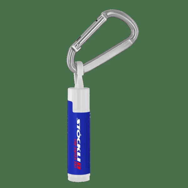 SPF 15 Lip Balm in White Tube with Hook Cap and Carabiner 1