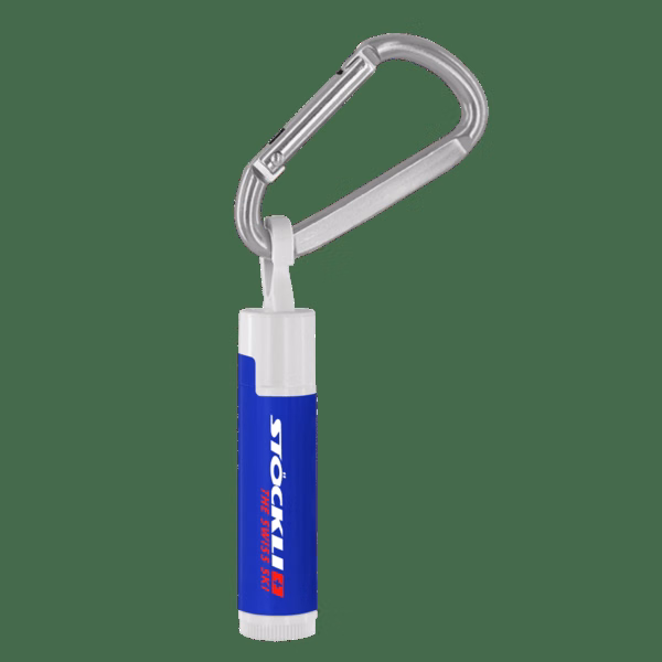 SPF 15 Lip Balm in White Tube with Hook Cap and Carabiner