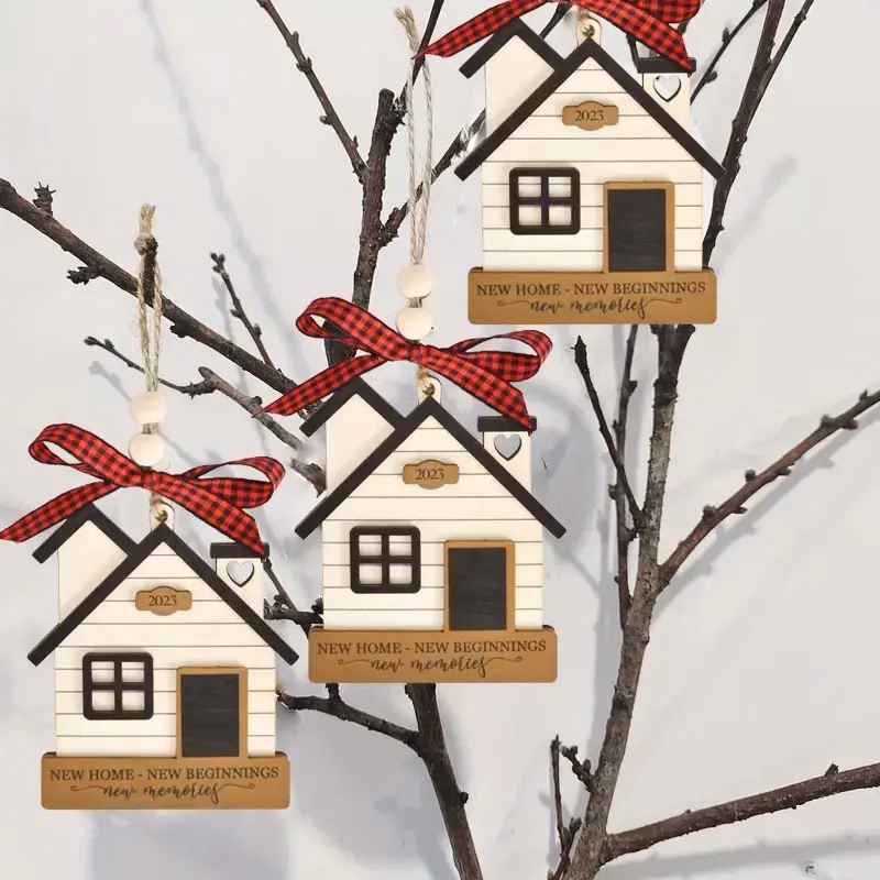Christmas Wooden House Ornaments