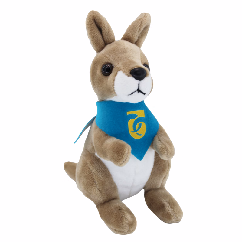 5" Pocketkins Eco Kangaroo with bandana and one color imprint