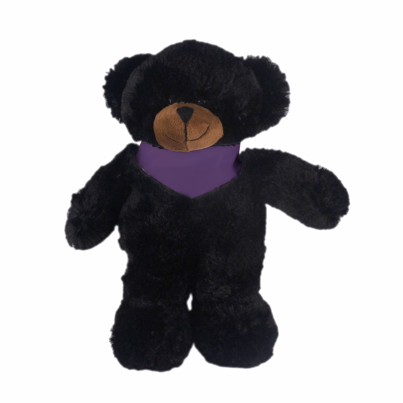 Soft Plush Stuffed Black Bear with Bandana