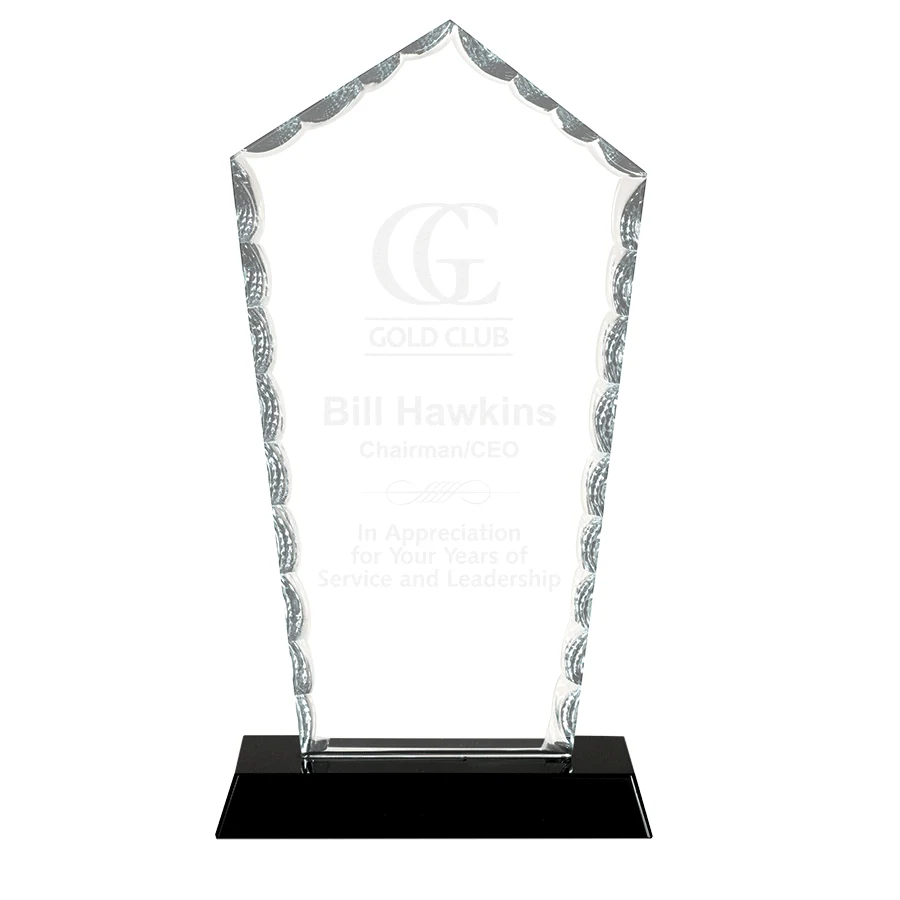 9" Diamond Facet Glass Award on Black Base 1