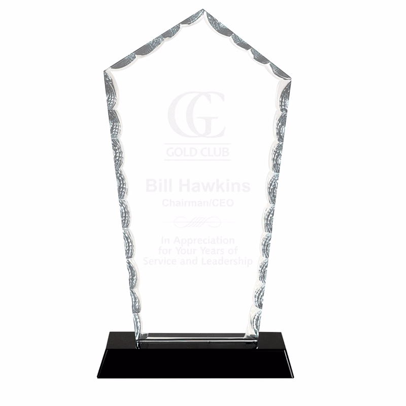 9" Diamond Facet Glass Award on Black Base