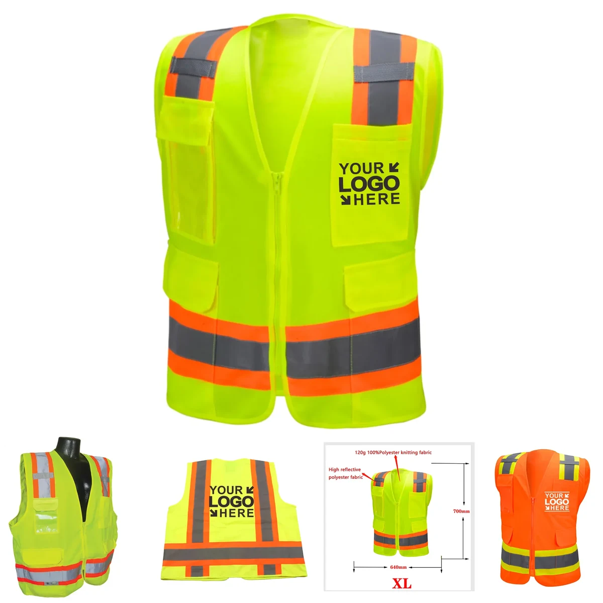 MOQ 50Pcs Customize High Visibility Two-Tone Safety Vest 1