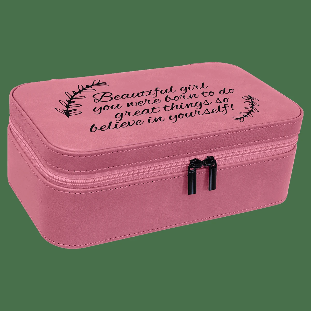 7 1/2" X 4 1/2" Pink Leatherette Jewelry Box 1
