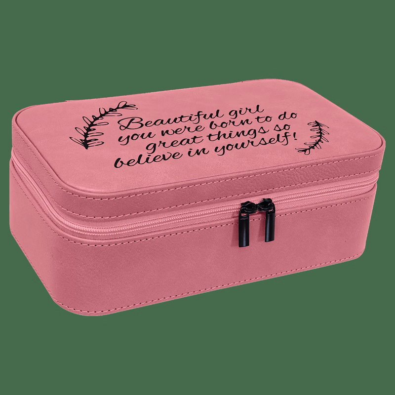 7 1/2" X 4 1/2" Pink Leatherette Jewelry Box