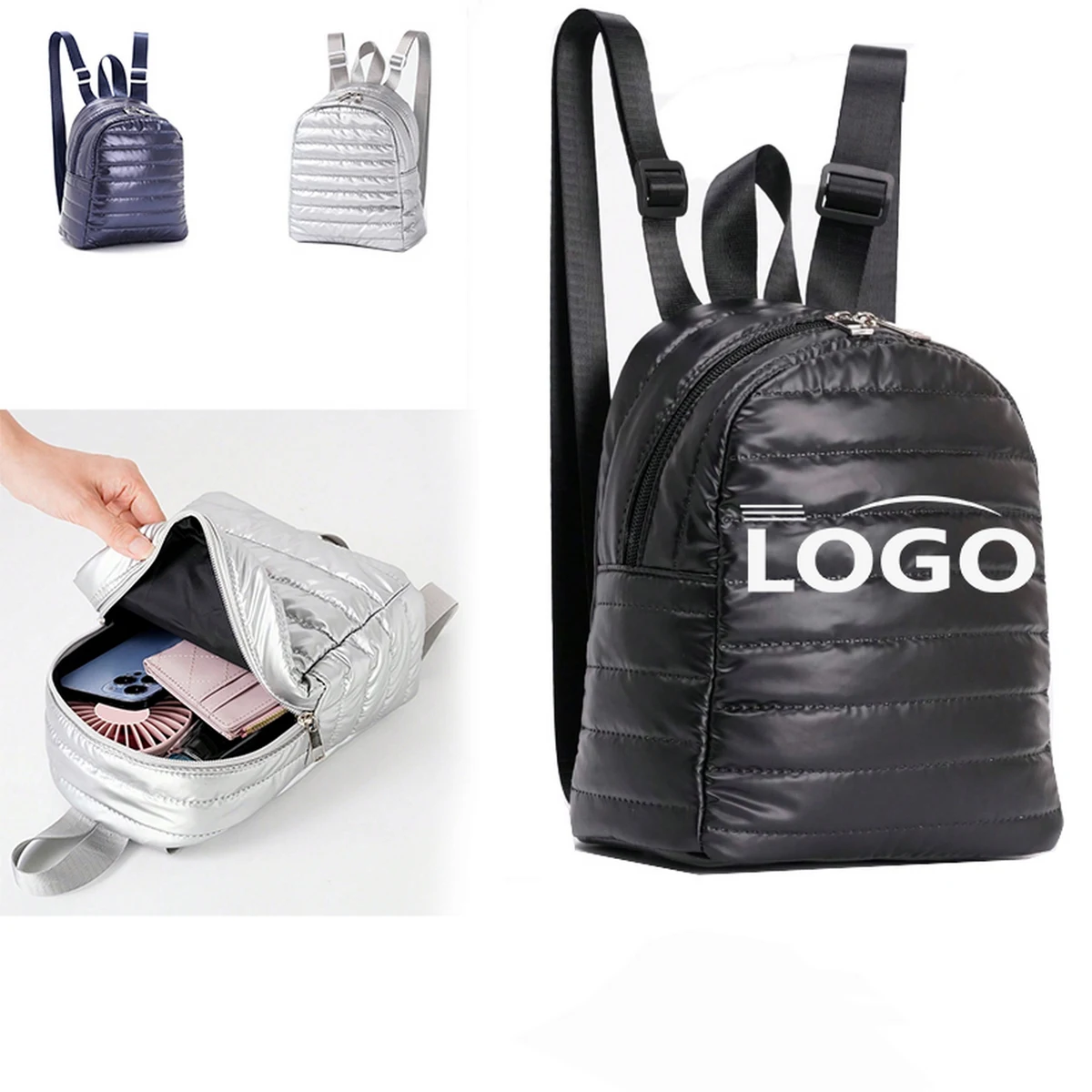 Fashionable Shiny Padded Puffer Backpack 1