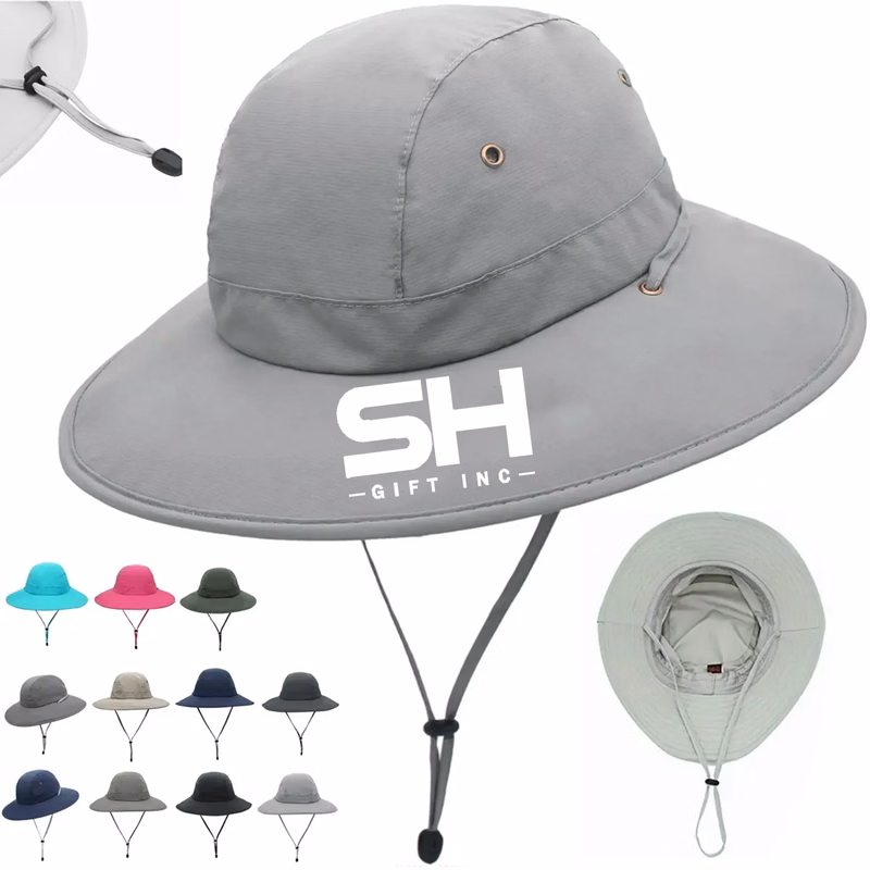 Wide Brim Sun Protection Bucket Hat w/ Adjustable Chin Strap