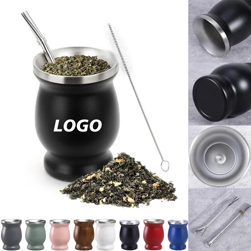 8 oz Stainless Steel Mate Cup And Bombilla Set 1