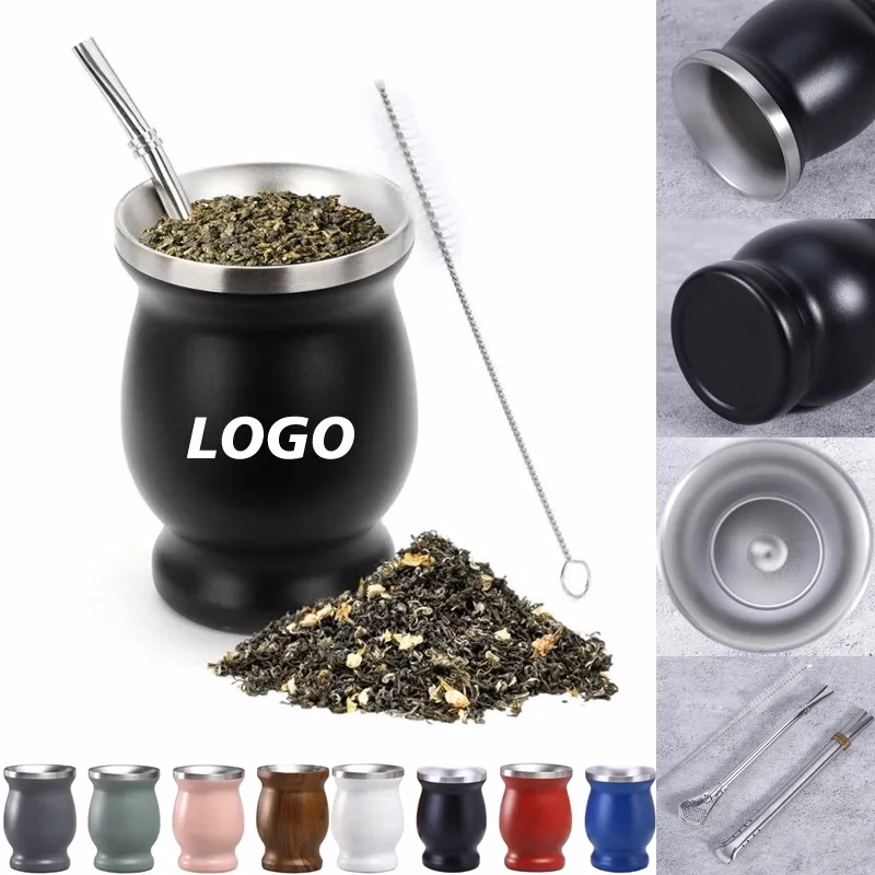 8 oz Stainless Steel  Mate Cup And Bombilla Set