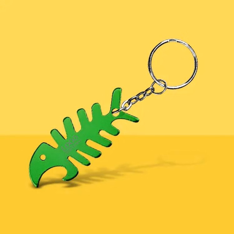 Fish Bone Shaped Bottle Opener Keychain