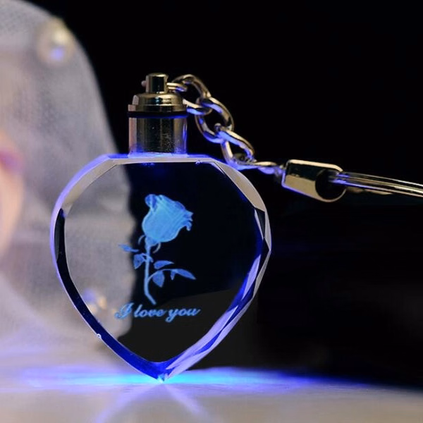 LED Light Heart Shape Crystal Key Chains