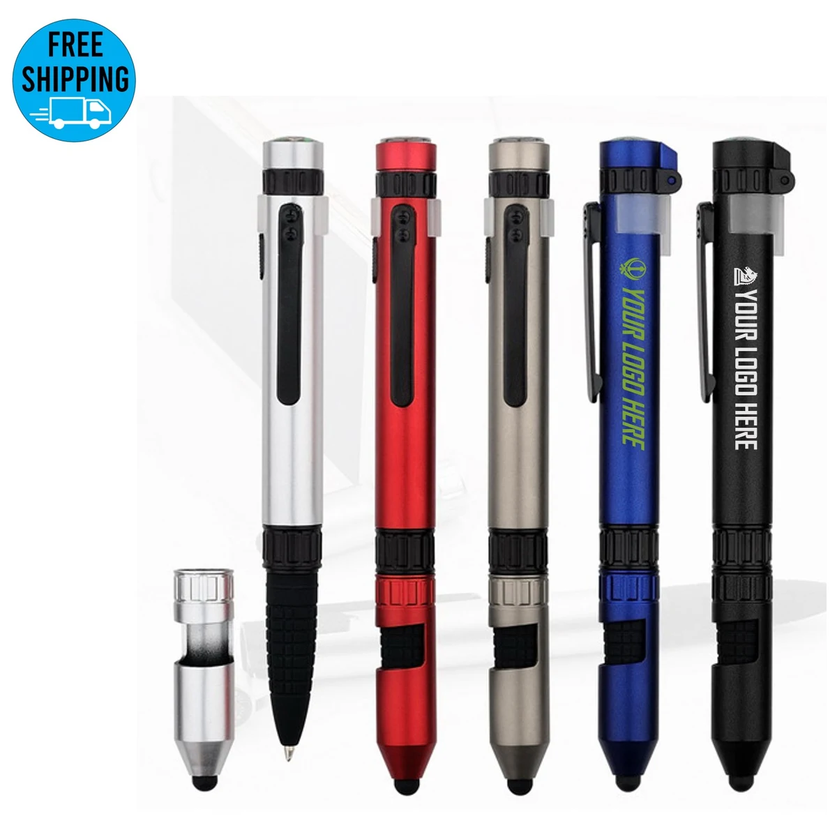 6 in 1 Military Pen with Stylus, Phone Stand, Compass Screwdriver,Torch & Tools 1