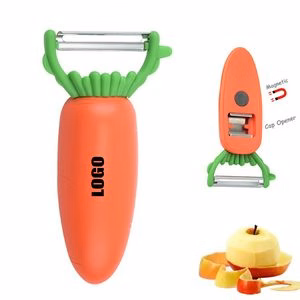 Ergonomic Carrot Shaped Magnetic Peeler And Bottle Opener