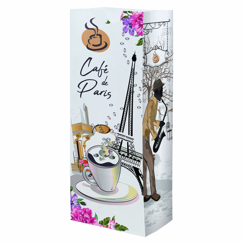 Long SOS 4# Full Color 4-Sided White Paper Bag (5" x 12" x 3.125")