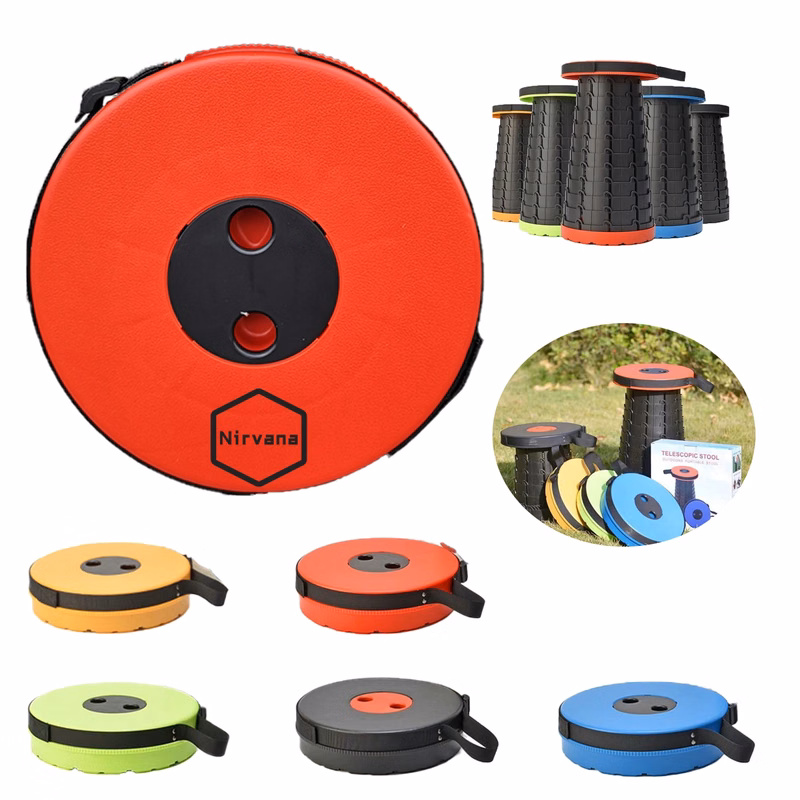 Outdoor portable telescopic folding stool