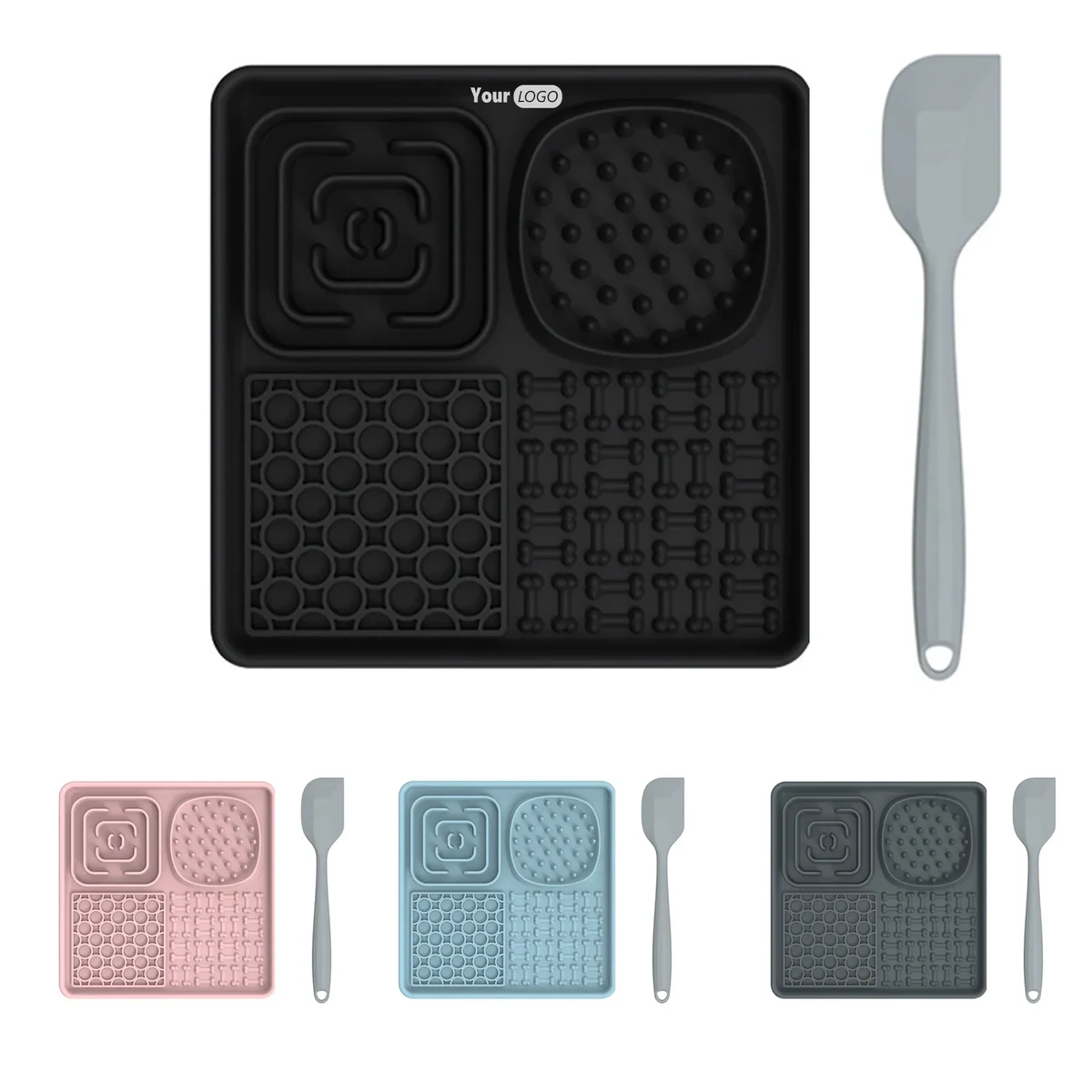 Silicone Square Pet Licking Pad With Scraper 1