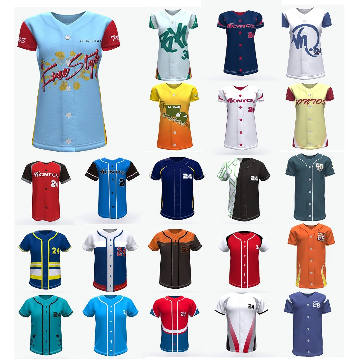 Full Button Baseball Jersey Shirt for Kids and Womens 1