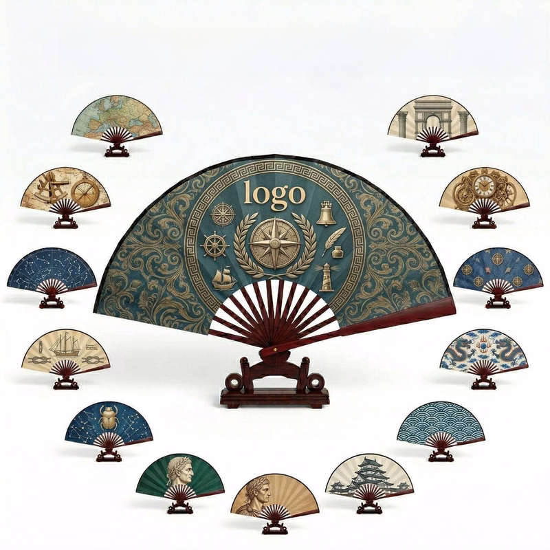 Elegant Bamboo Faux Silk Folding Fan